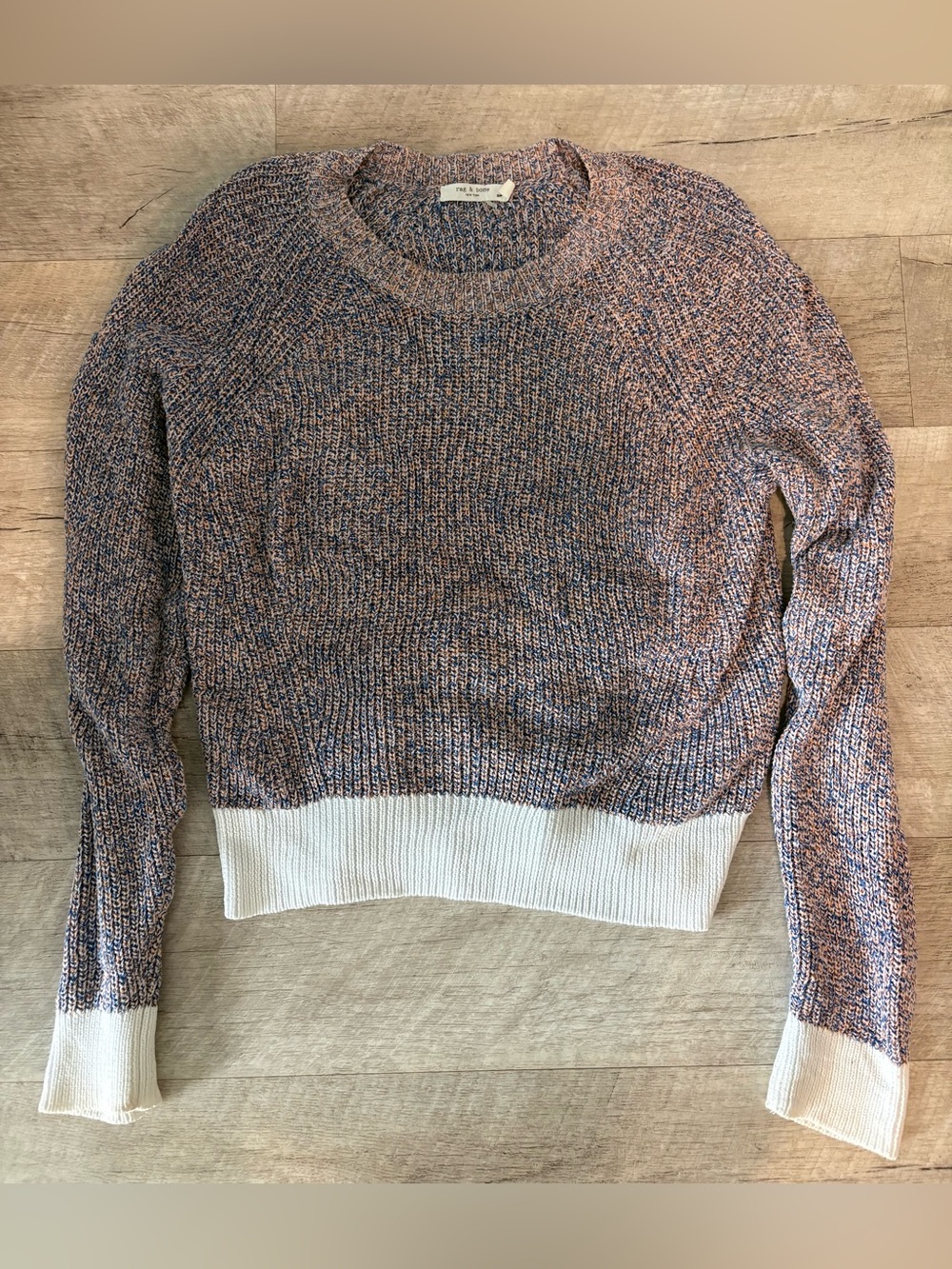 Rag and bone Mixed Blue & Pink Knit Sweater with White Hem